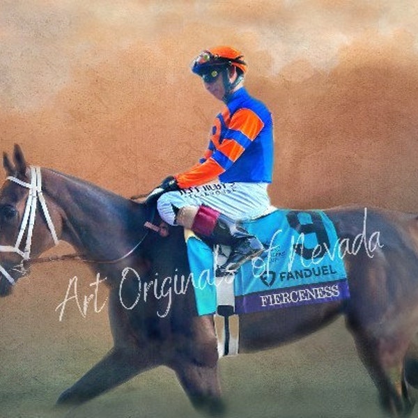 FIERCENESS  Kentucky Derby favorite Fine Art on canvas - Horse Racing Collectible Gift