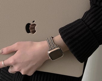 Classic Houndstooth Chic Brown Patterned Strap for Apple Watch |Apple watch strap 38, 40, 42, 44, 41, 45, 49mm | Designed Accessories