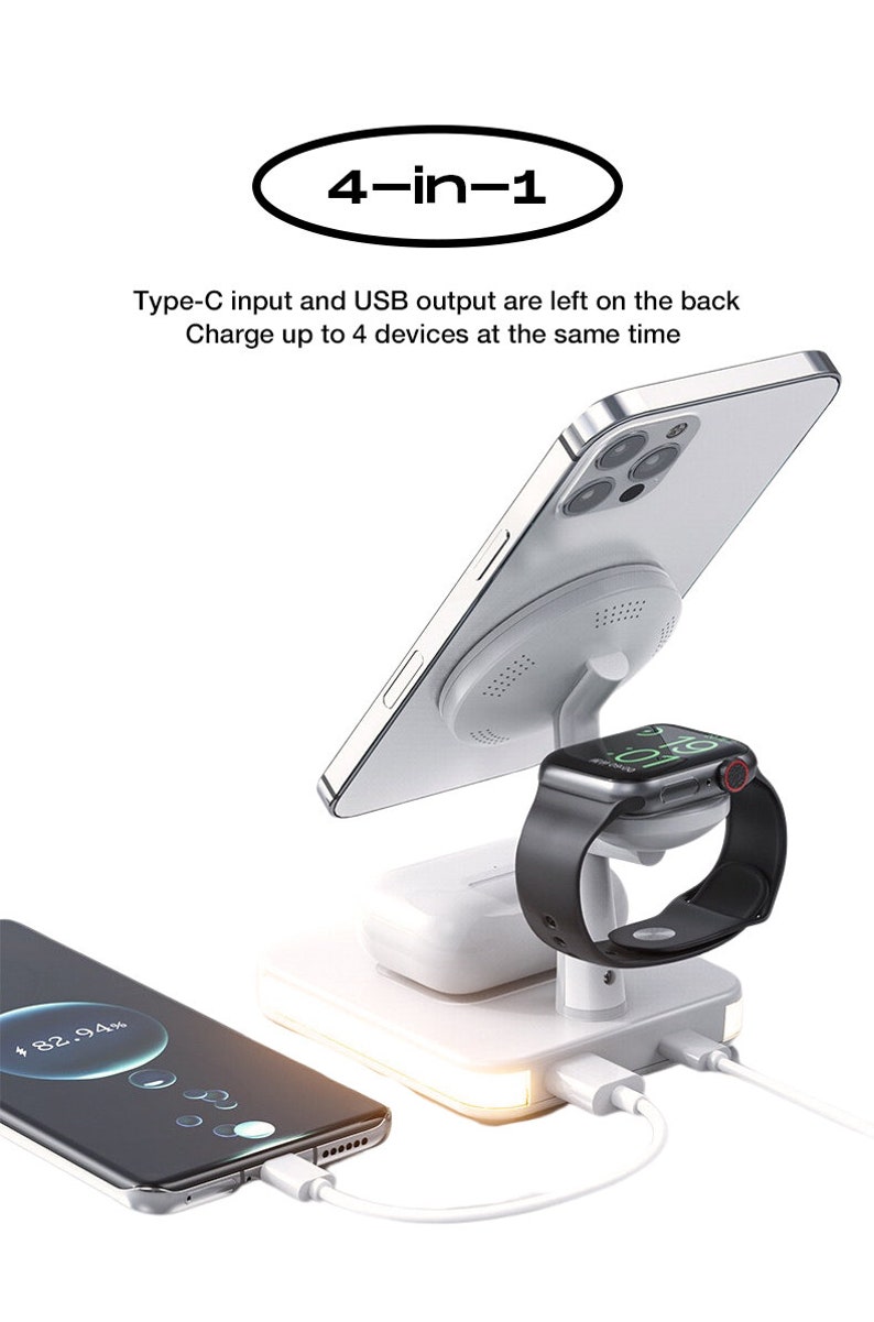 4 in 1 Magsafe Wireless Nightstand Charger for Mobile Phone, Apple
