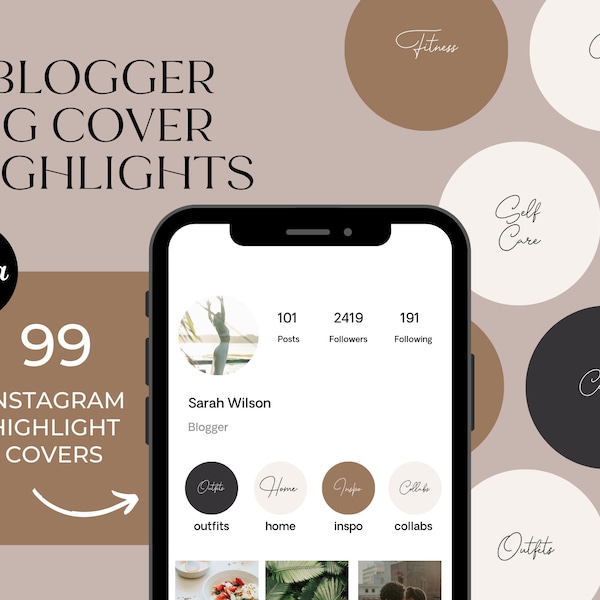 Cream, Tan And Black Colours Lifestyle Blogger Story Highlights, IG Highlight Icons, IG Blogger Icons