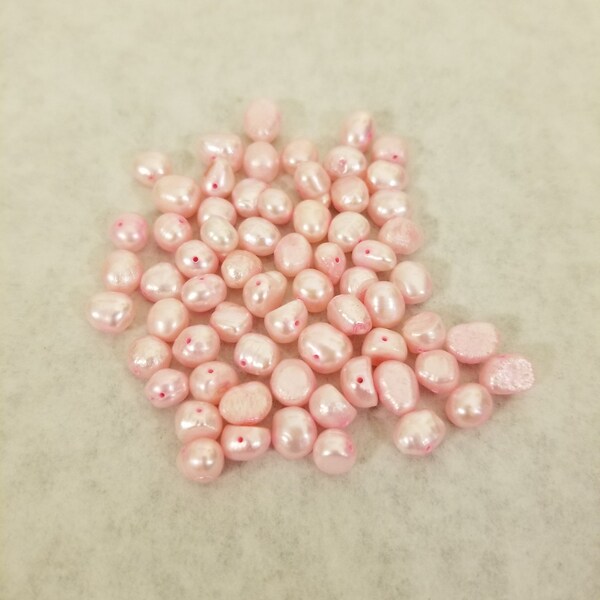 Dyed Pink Potato Shape Pearls 6-7mm Qty 65