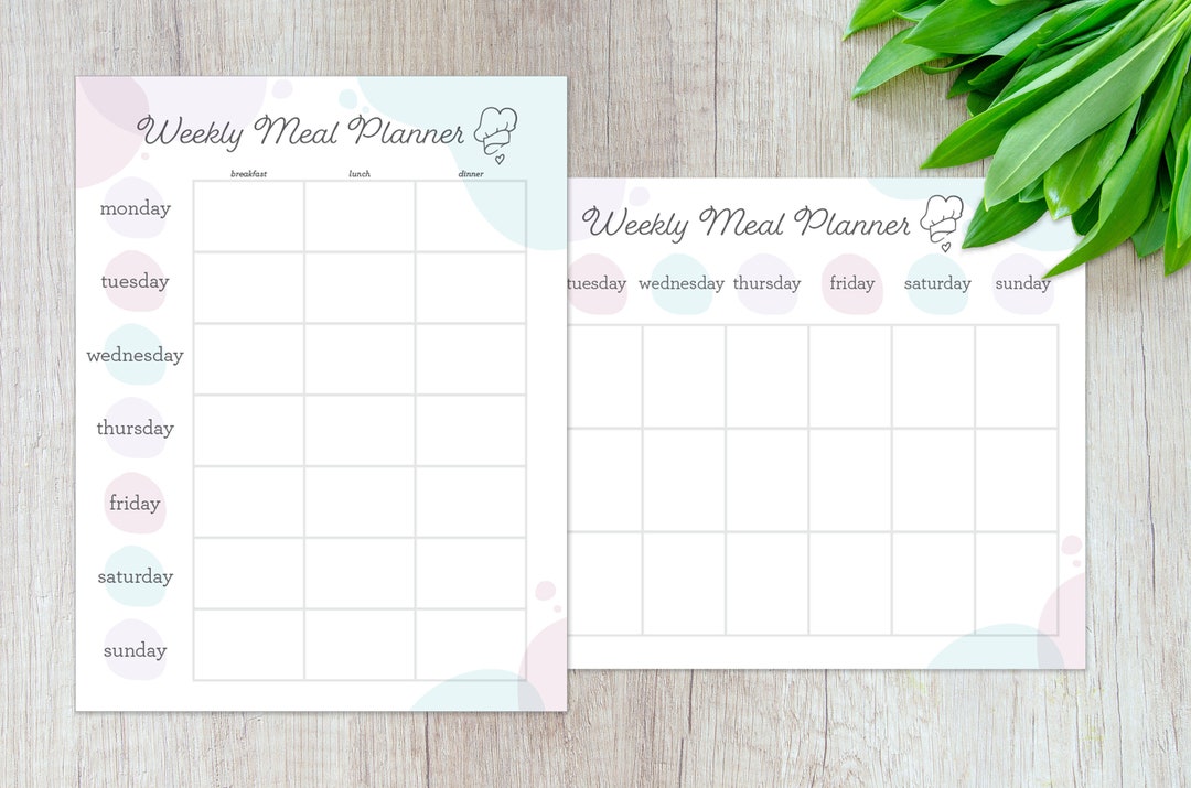 Printable Weekly Meal Planner INSTANT DOWNLOAD Weekly Menu - Etsy