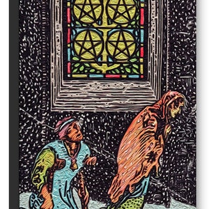 V of Pentacles Tarot Canvas Print (no white border)