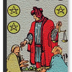 VI of Pentacles Tarot Canvas Print (no white border)