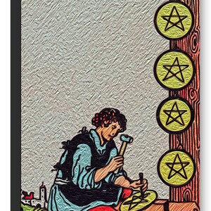 VIII of Pentacles Tarot Canvas Print (no white border)