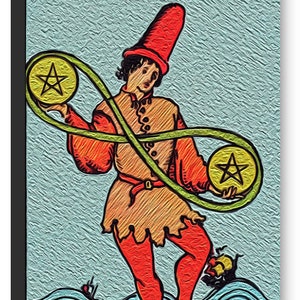 II of Pentacles Tarot Canvas Print (no white border)