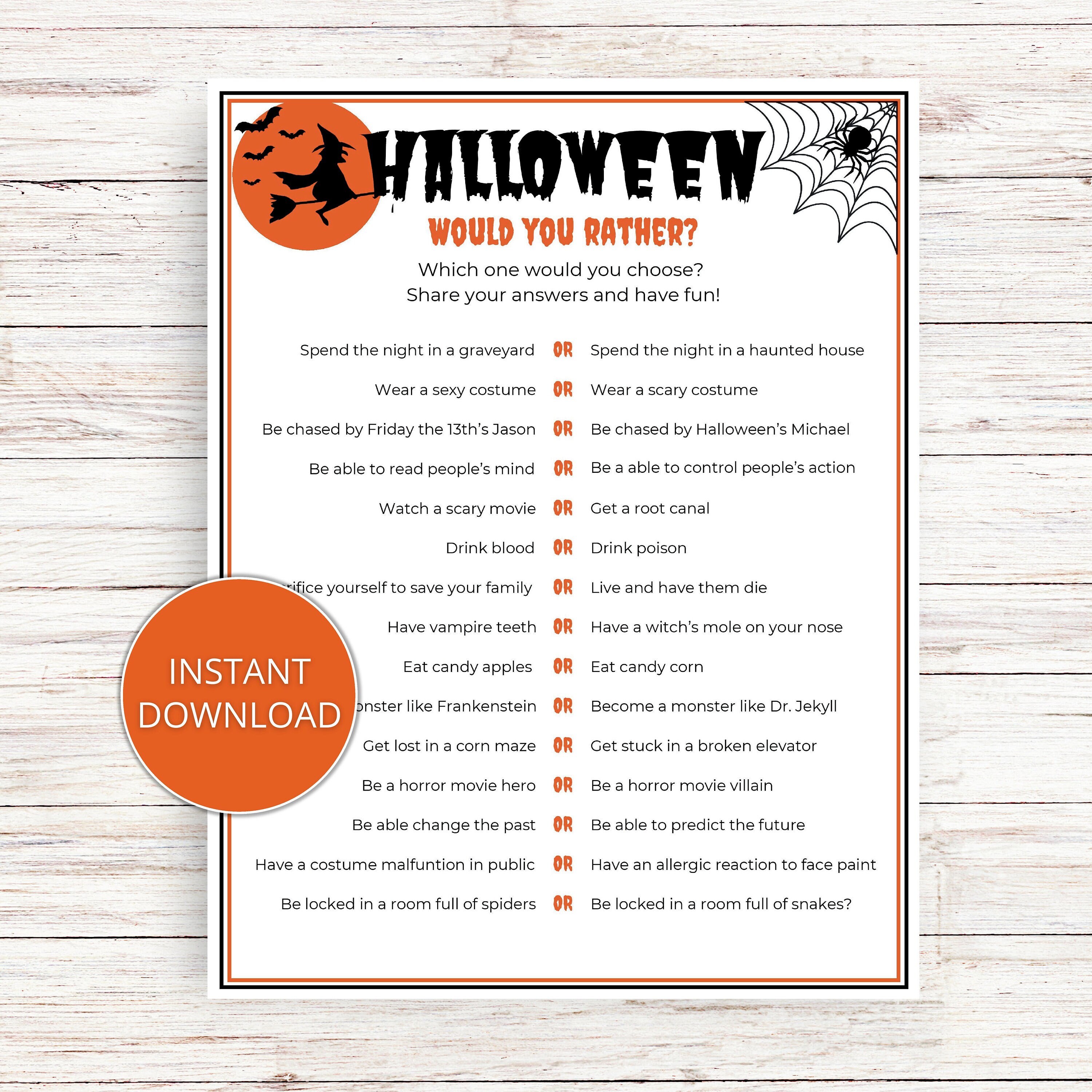 55 Would You Rather Halloween Questions (Free Printable) - Modern Mom Life