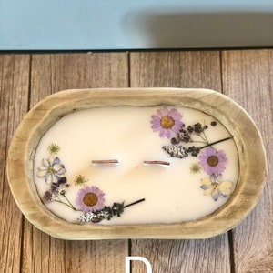 Wood dough bowl Candle With Dried Flower and/or Berries