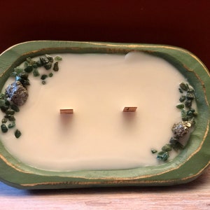 Gemstone Wood Bowl Candle