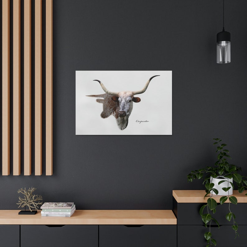 Longhorn Wall Art, Solid Face Canvas, Longhorn Cow, Longhorn Decor