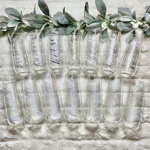 Bridal Party Glass Champagne Flute 8.5 oz. | Personalized Bridesmaid Gift, Bridesmaid Proposal, Grooms Dinner Favor