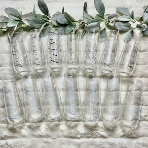 Bridal Party Glass Champagne Flute | Personalized Bridesmaid Gift, Bridesmaid Proposal, Grooms Dinner Favor