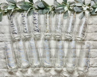 Bridal Party Glass Champagne Flute | Personalized Bridesmaid Gift, Bridesmaid Proposal, Grooms Dinner Favor