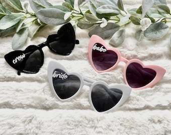 Personalized Heart Sunglasses: Bachelorette Party Favors