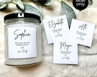 Personalized Candle Label in Casual Style for Bridesmaids, Gifts for Wedding Party, Bridesmaid Gift, Bridesmaid Proposal - LABEL ONLY