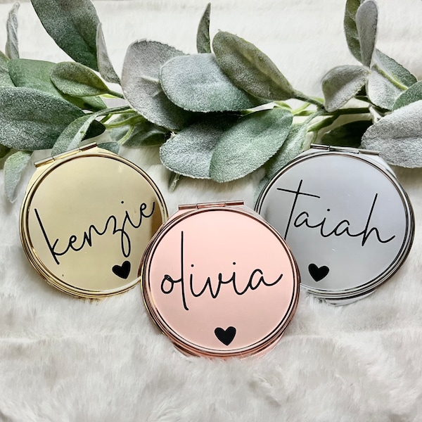 Personalized Compact Mirror | Bridesmaid Proposal Gift, Engagement Gift, Girlfriend Gift