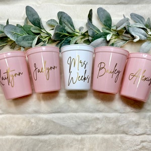 Personalized Bachelorette Party or Bridal Shower 16 oz. Plastic Stadium Cup | Bride or Team Bride