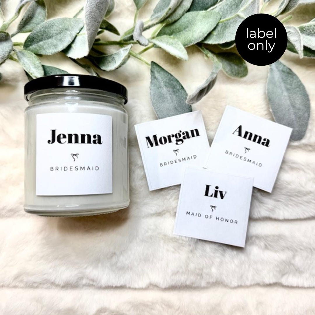 Personalized Candle Label in Glam Style for Bridesmaids, Gifts for ...
