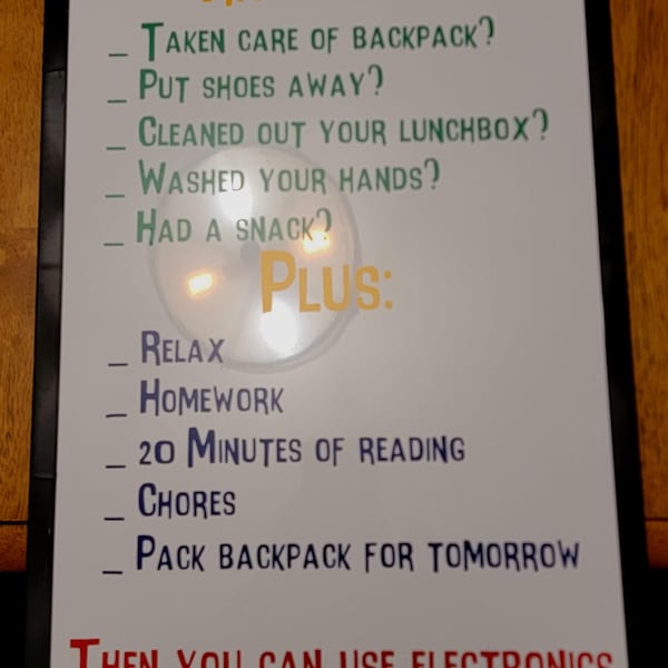 Lista de tareas para después de la escuela