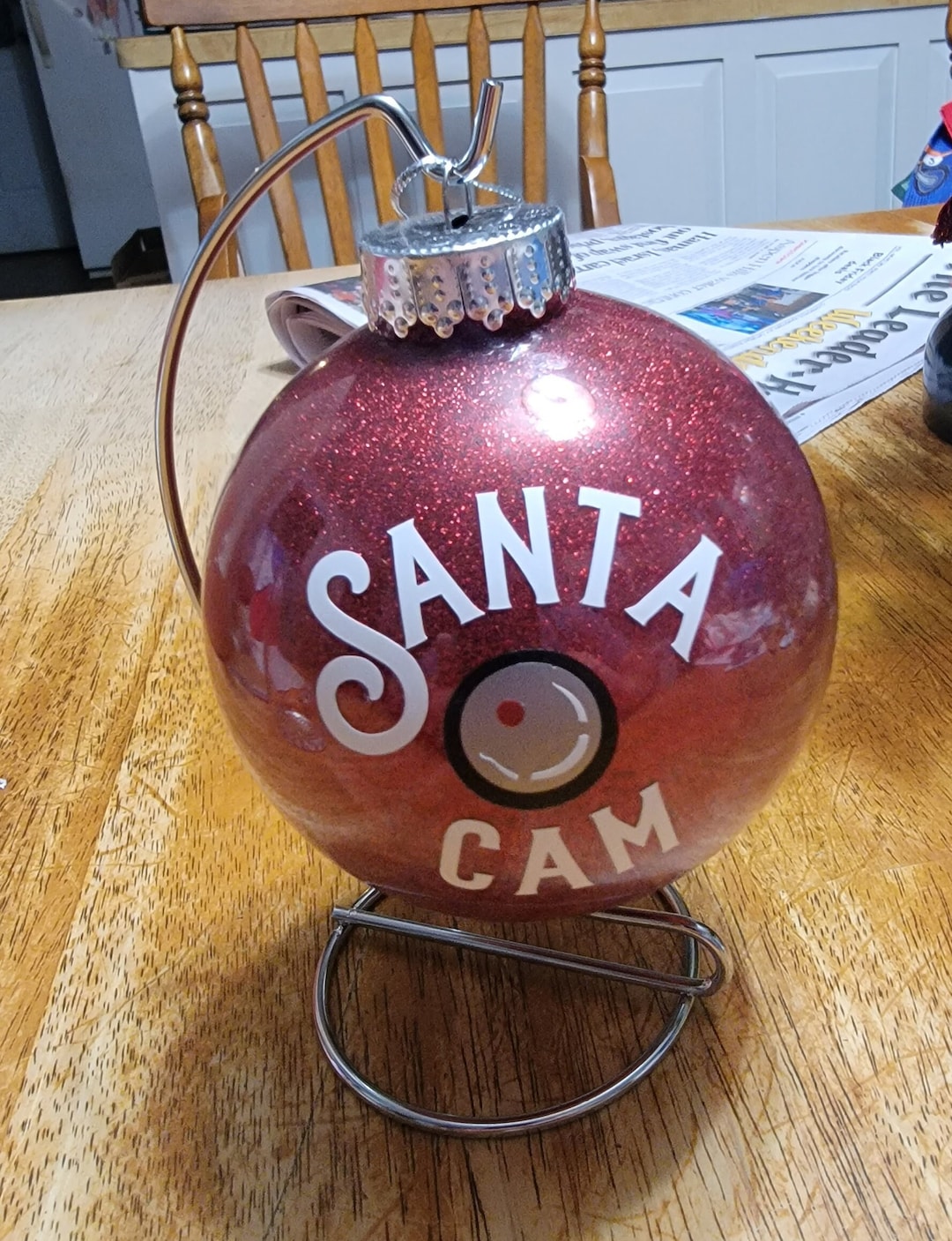 SANTA RED ORNAMENT GLITTER LANTERN (Copy) main image 0