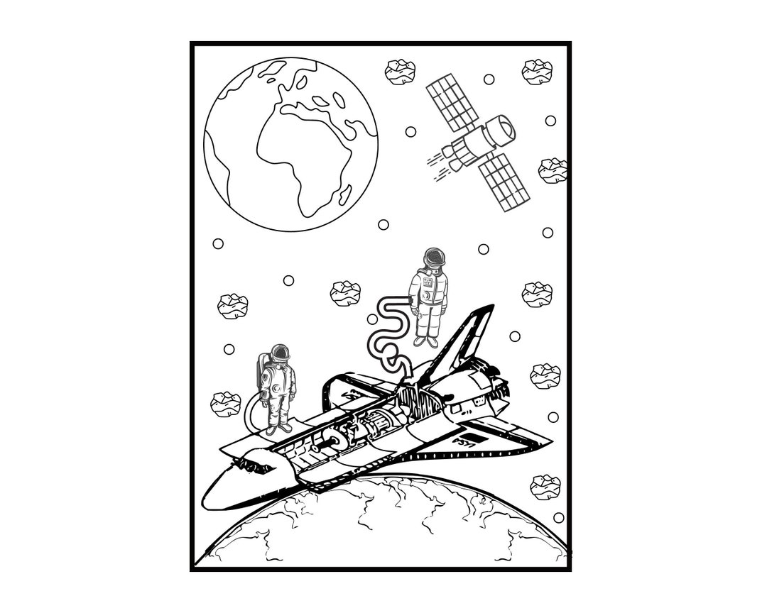 Printable Out Of Space Coloring Page Boys Gift adorable Etsy