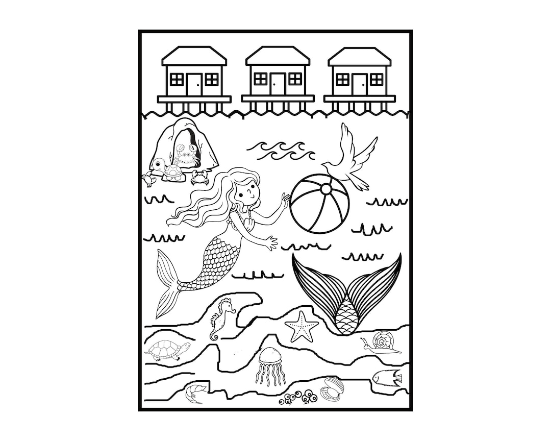Printable Unicorn & Mermaid Coloring Pages for Girls Unicorn - Etsy