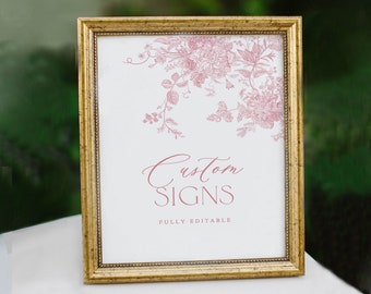 Dusty Pink Floral Sign Template: Editable Wedding, Shower Decor (Canva)