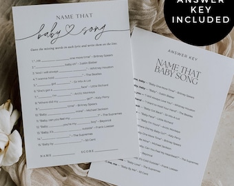 Name That Baby Song Baby Shower Game: Baby Song Game, Name That Tune, Gender Neutral, Printable Baby Shower Activities (Editable in Canva)