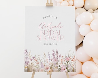 Wildflower Bridal Shower Welcome Sign: Editable Spring Florals (Digital Download)
