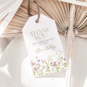Wildflower Baby Shower Favor Tag: Spring Floral, Editable (Printable Template)
