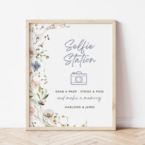 Wildflower Selfie Station Sign Template: Editable Wedding Decor (Digital Download)