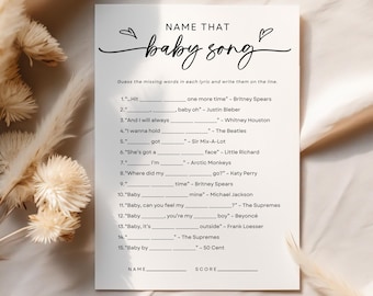 Baby Song Baby Shower Game: Name That Baby Song Game, Name That Tune, Gender Neutral, Printable Baby Shower Activities (Editable in Canva)