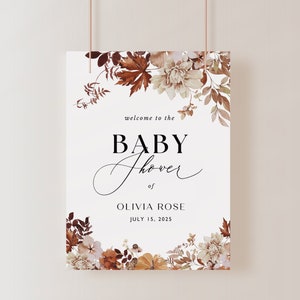 Fall Floral Baby Shower Welcome Sign: Editable Template