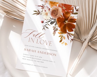 Terracotta Floral Bridal Shower Invitation Template (Editable in Canva)