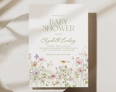 Wildflower Baby Shower Invitation Template: Spring Florals, Editable (PDA-DWOH)