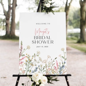 Wildflower Bridal Shower Welcome Sign: Spring Florals (Editable in Canva)