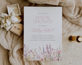 Wildflower Bridal Shower Invitation Template: Garden Brunch (Editable, Digital Download)