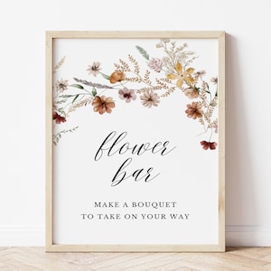 Flower Bar Sign, Wildflower Baby Shower Signs, Boho Wildflower Baby Shower Signage, Party Shower Sign and Decor,PDA-QHBO