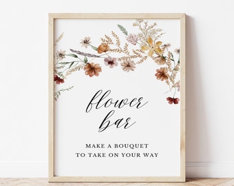 Flower Bar Sign, Wildflower Baby Shower Signs, Boho Wildflower Baby Shower Signage, Party Shower Sign and Decor