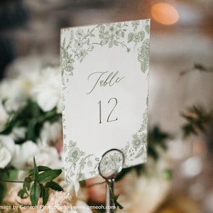 Vintage Floral Wedding Table Numbers Template (Editable, Printable)