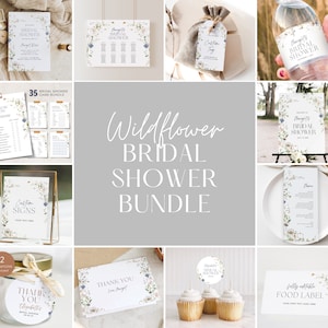 Wildflower Bridal Shower Invitation Bundle, Floral Bridal Shower Invitation and Games Bundle, Shower Games, Editable,PD-IBB