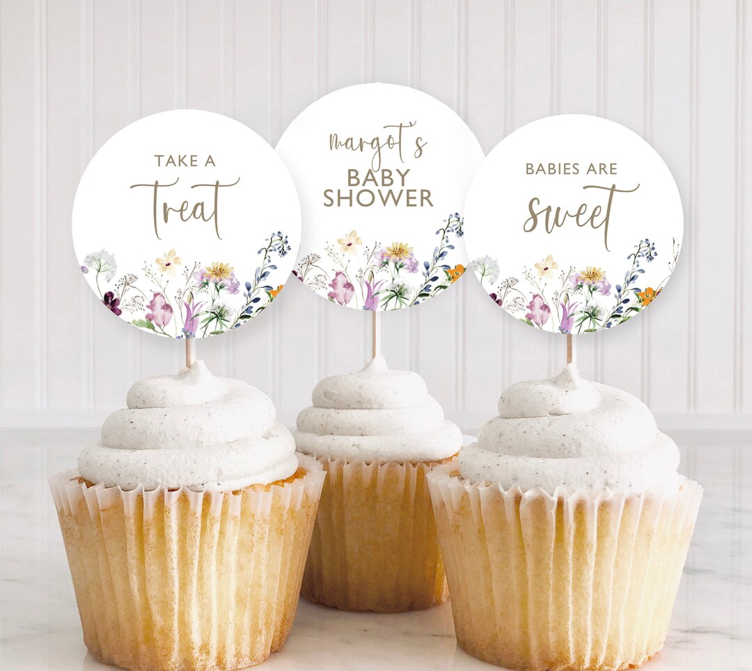 Glavatrix 25 Pcs Wildflower Cupcake Toppers Set - Flower Picks For Birthday, Baby Shower, Garden Party - View #2