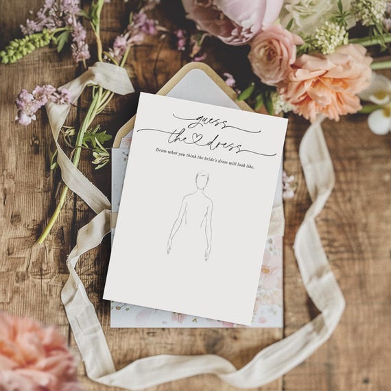 guess the dress bridal shower Bridal Shower Game Guess the Dress, Minimal Calligraphy, Bridal Shower Games Printable, Fun Bridal Shower Games, Printable Bridal Games M2