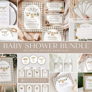 Gingham Baby Shower Bundle: Farmers Market Theme (Canva Template, Digital Download