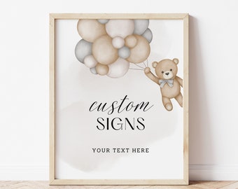 Editable Custom Sign Template, Bearly Wait Baby Shower Sign, Bear Shower Signs, Baby Shower, Edit in Canva