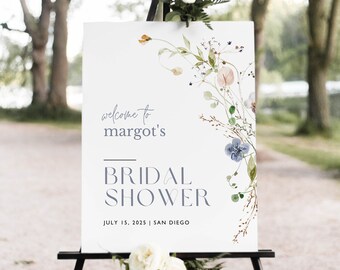 Bridal Shower Welcome Sign, Wildflower Bridal Shower Sign, Floral Shower Welcome Sign, Instant Download, Wedding Sign, Wedding Welcome Sign