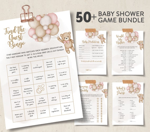 30 EDITABLE Baby Shower Games - Bearly Wait Baby Shower Collection