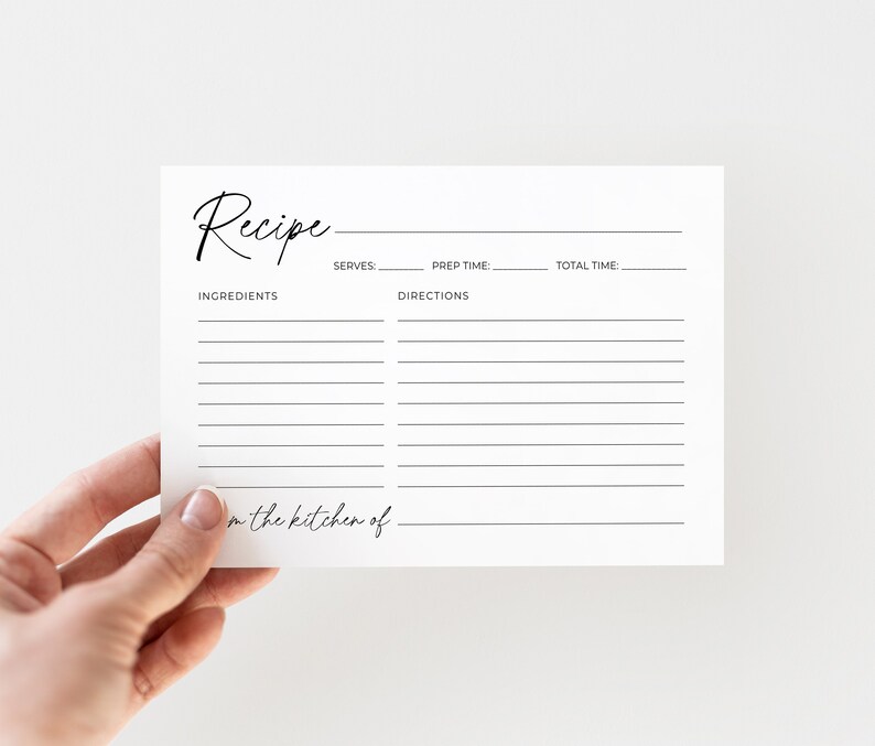 Minimalist Recipe Card Template Printable Recipe Card - Etsy