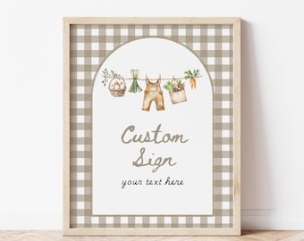 Lokaal geteelde aangepaste bordsjabloon, aangepaste bord boerenmarkt, stoffen babyshower, lokaal geteelde babyshower, bewerkbaar, PD-DKV