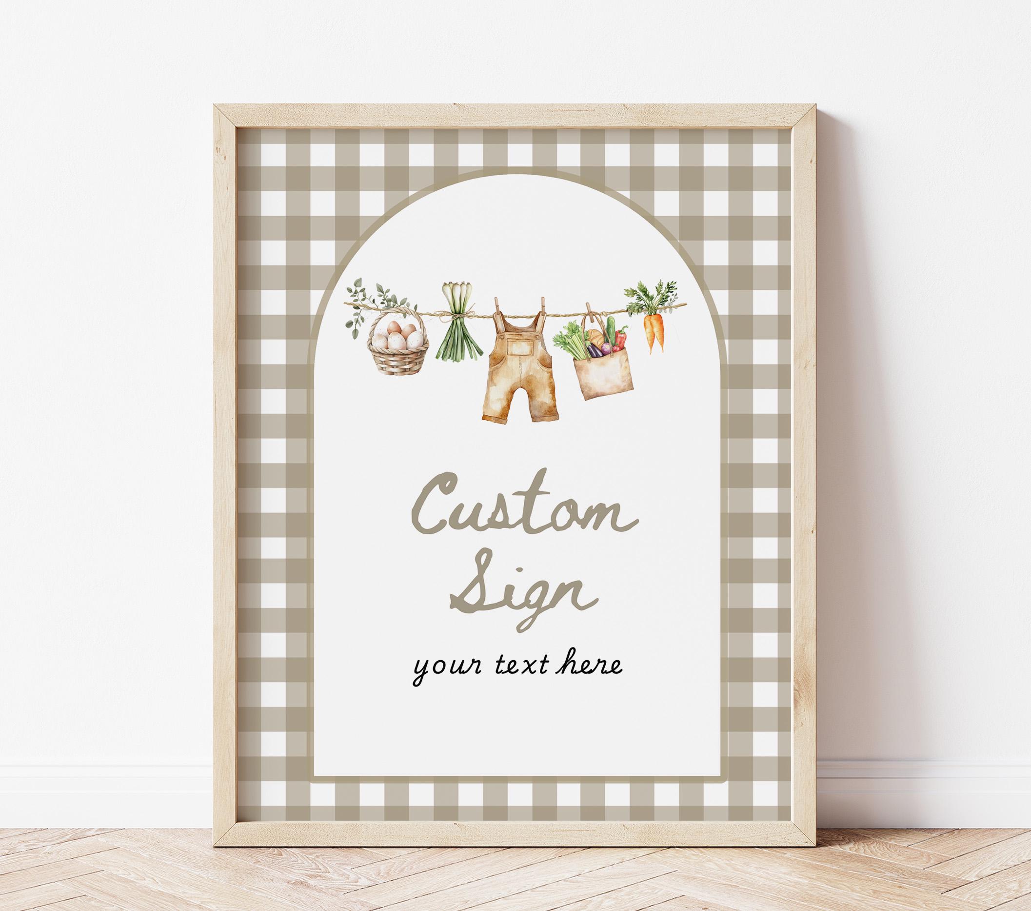 Locally Grown Custom Sign Template, Farmers Market Custom Sign, Cloth Baby Shower, Locally Grown Baby Shower, Editable, PD-DKV